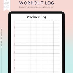Digital Workout Log For Weekly Template