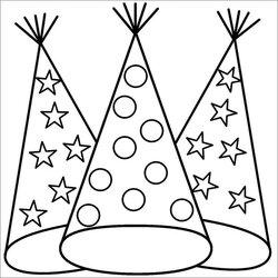 Superior Party Hats Hat Template Free Premium Templates Coloring Birthday Pages Drawing Printable Year