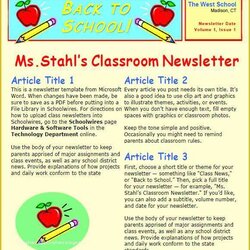 Worthy Free Teacher Newsletter Templates Word Of Classroom Template Newsletters Docs Download For