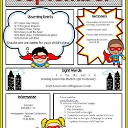 Free School Newsletter Templates Superhero Editable Newsletters Preschool Astounding Design