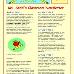 Preeminent Editable Classroom Newsletter Templates Weekly Monthly Template