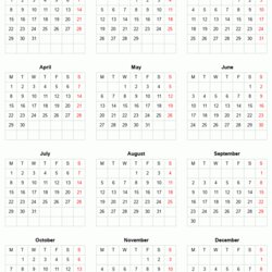 Champion Printable Calendar Full Year Grid Style