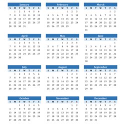 High Quality Calendar Word Excel Blue Portrait