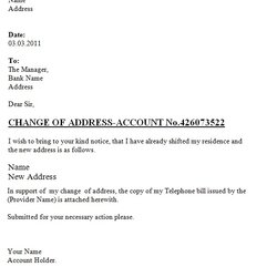 Splendid Change Of Address Letter To The Bank Template Sample Business Name Addressing Word Example Format