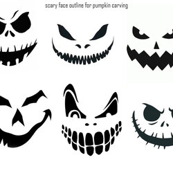 Supreme Best Printable Scary Halloween Faces For Free At Pumpkin Stencils Carving Templates Patterns Clown