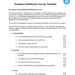 Worthy Free Employee Satisfaction Survey Template Word Printable Templates
