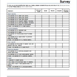 Terrific Satisfaction Survey Templates Free Printable Word Excel Employee Form Benefits Template Document