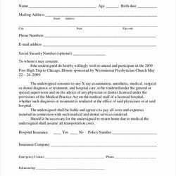 Brilliant Free Printable Medical Release Form In Example Consent