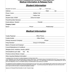 Superb Medical Release Form Template School Forms Word Templates