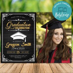 Printable Graduation High School Invitation Template With Photo Invites Compressed
