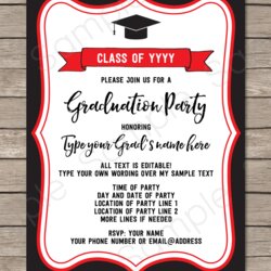 Graduation Party Invitations Template Printable Invite Red Templates Blue Royal And Black