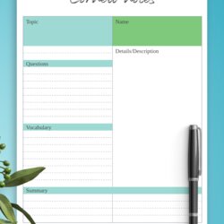 Swell Download Printable Modern Cornell Notes Template Templates