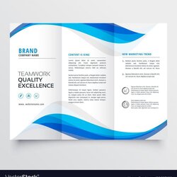 Sublime Microsoft Word Brochure Template Free Blue Business Wavy Vector Templates Fold Fantastic Vectors