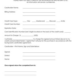 Excellent Authorization For Credit Card Use Free Forms Download Form Template Payment Word Sample Recurring