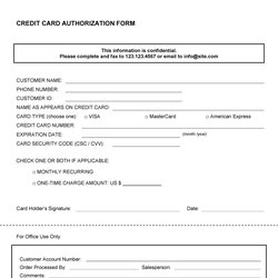 Credit Card Authorization Forms Templates Ready To Use Form Template Letter Kb