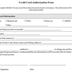 Wonderful Credit Card Authorization Form Templates Download Template