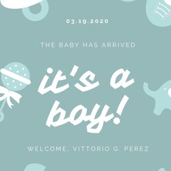 Fantastic Printable Announcement Templates Read Green And White Baby Boy Birth