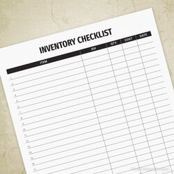 The Highest Standard Inventory Checklist Printable Expenses Sign Off
