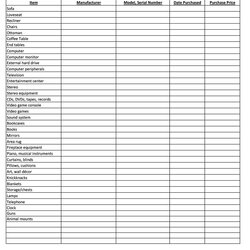 Terrific Printable Inventory List Templates Home Office Moving Template Kb