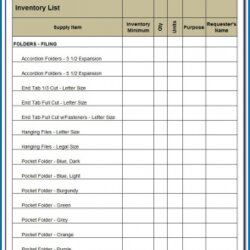 Free Printable Inventory Checklist Template Templates Example