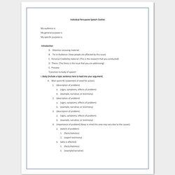 Magnificent Persuasive Speech Outline Template Examples Samples Formats Hero Individual