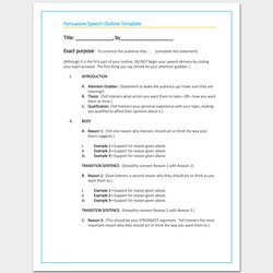 Cool Persuasive Speech Outline Template Examples Samples Formats Blank Word Presentation Templates