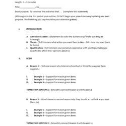 Persuasive Speech Outline Template Templates At