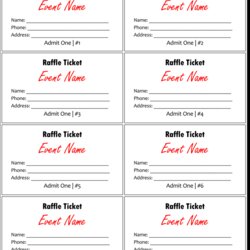 Sublime Free Raffle Ticket Templates With Automate Numbering Template Tickets Excel Printable Sample Numbered