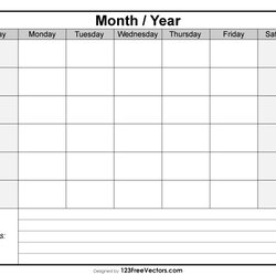 Super Monthly Calendar Template Printable Blank