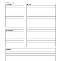 Superior Note Taking Template Printable Cornell