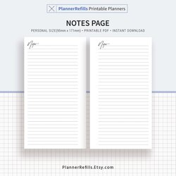 Splendid Notes Pages Printable Template Planner Personal