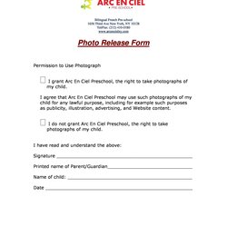 Magnificent Printable Photo Permission Form For Daycare Word Searches Release