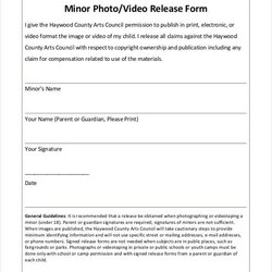 Photo Release Form Template Free Documents Download Minor Business Printable Forms Templates