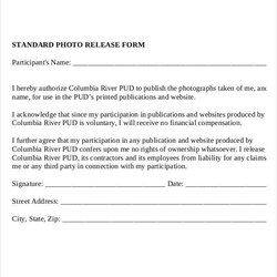 Photo Release Form Template Free Documents Download Standard Forms Consent Printable Templates Photographer