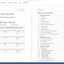 Security Plan Template Software Development Templates Forms Checklists Executive Summary Word Red