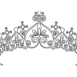 Simple Tiara Drawing At Free Download Crown Princess Coloring Pages Printable Queen Template Tiaras Easy Line